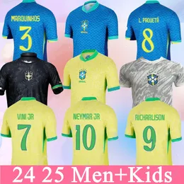 3XL 4XL Brazils Futbol Forması Copa Amerika Kupası Neymar Vini Jr Çocuk Kiti Setleri 2025 Brasil Milli Takım Futbol Gömlek 24 25 Ev Away Oyuncu Sürümü Rodrygo Martinelli