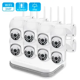 System H.265 8ch 3MP Audio WiFi PTZ CCTV System Human Detection Waterproof Security IP Camera P2P NVR Wireless Video Surveillance Kit