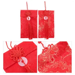 Wrap regalo 2 pezzi in stile cinese buste rosse pacchetti di denaro per festival pacchetti di stoffa