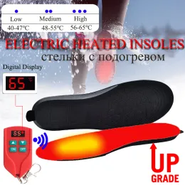 Insoles 2000mah Electric Heated Insoles LED Wireless Remote Control Eva uppladdningsbar fot varmare sportskor Kuddar Storlek 3546 kan skäras