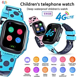 Uhren Y95H Child Smart Watch Phone GPS wasserdichte Kinder Smartwatch SOS 4G WiFi Antillost Sim Standort Tracker SmartWatch HD -Videoanruf