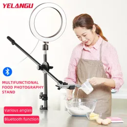 Monopods YELANGU Overhead Shot Phone Stand Holder with Ring Light Tripod Kit for YouTube Live Streaming Podcast Video Recording Equipment