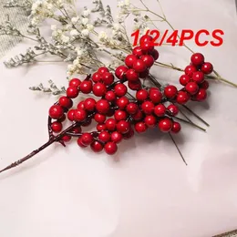 Dekorative Blumen 1/2/4pcs Weihnachten künstliche Beeren Zweige Kranz Simulationspflanzen Material Xmas Baumdekor Ornamente Party