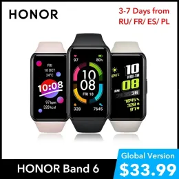 Wristbands HONOR Band 6 Blood Oxygen Smart Watch Heart Rate Stress Monitor 1.47 AMOLED Screen Fitness Bracelet Waterproof Smartband for Men