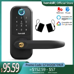 Lock Hornbill Electronic Fingerprint Smart Door Lock Bluetooth Password Unlock Keypad Locks Security Protection Door Handle For Home