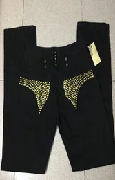 Mens Robin Rock Revival Jeans with Golden Crystal Studs Denim Pants Designer Trousers Wing Clips Jean size 30429008854