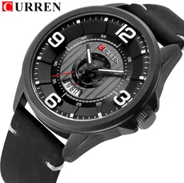 Curren Fashion Classic Black Business Men Watches Date Quartz Wrist Watch Watch عالية الجودة على مدار الساعة Erkek Kol Saati6093653