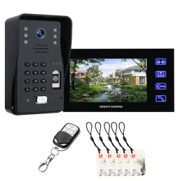 Intercom 7 -дюймовый отпечаток пальцев RFID -пароль видео дверь телефона Интерком Дверь Дверь с ночным видом безопасности камеры видеонаблюдение дома.