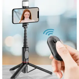 Monopods Q12S Hidden Design Rotertable Fill Light Bluetooth Tripe Selfie Stick med 360 Rotertable Fill Light with Remote Control Selfie