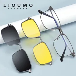 Lioumo Style 3 w 1 Klips Magnet na okularach przeciwsłonecznych Mężczyźni spolaryzowane klipsy magnetyczne Kobiety Kobiety Uv400 okulary Gafas de sol hombre 240327