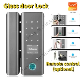 Blocca Tuya Smart Door Lock Timprint Card Password NFC Tasto Automatico Blocco per la casa senza telaio per ufficio Push Glass Porta scorrevole Porta scorrevole