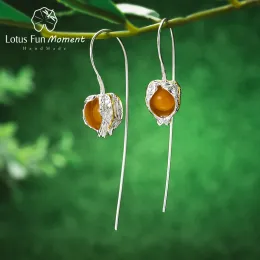 Earrings Lotus Momento divertido REAL 925 STERLING STERLING NATURAL Stone Jewelis