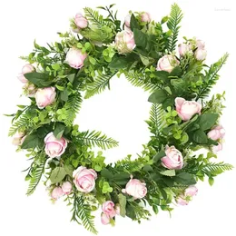 Dekorativa blommor JFBL Artificial Rose Flower Wreath Spring For Frad Door Wall Window Wedding Party Farmhouse Garden Office Home Decor