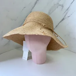 Female Natural Lafite Grass Boater Fresh Classical Brand Paglie Woven Fisherman Hat Summer Outing Crent Suns Suneen Raffia Bucket Hat 240327