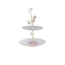 Plates Luxury European Style Double Layer Glass Fruit Tray Home Decoration Dessert High-end Living Room Cake Rack