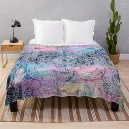 Blankets Watercolor And Nebula Flower Henna Hand Drawn Design Throw Blanket Sofa Vintage Bed Linens Cosplay Anime