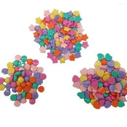 Flores decorativas 100/50pc de resina colorida estrela coração redondo plana cabochon arte em miniatura para cabelos acessórios centrais acessórios DIY