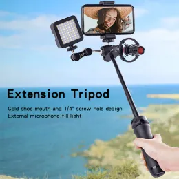 Monopods Desktop TripoD Telescopic Outdoor Vlog Selfie Stick Mobiltelefoner Mikro Enkel Action Camera mobiltelefon Hållare Smartphone TripoD