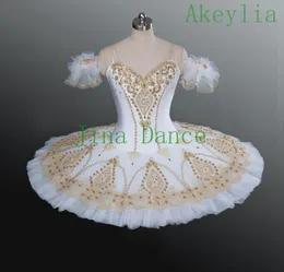 Vit guld fairy docka balett pannkaka tallrik prestanda tutus vuxen professionell balett tutu kvinnor klassisk balett scen kostym2148953