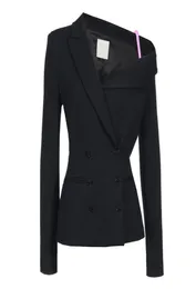 Blazer asimmetrici di blache nere a una spalla per donne donne eleganti slim fit a doppio petto di spalla inclinata di spalla y6793386