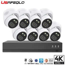 Sistem Xmeye Pro 8ch 4K POE NVR Kit H.265 CCTV Güvenlik Sistemi 8MP/5MP Dış Mekan Su Geçirmez POE İki Yol Ses IP Kamera Gözetim Seti