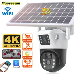 Cameras 4K WIFI Solar Panel Camera Wifi Outdoor CCTV 8MP Camara PIR Humanoid Detection Night Vision Security Protection Built in Battery