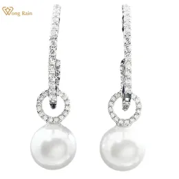 Earrings Wong Rain 100% 925 Sterling Silver Pearl High Carbon Diamonds Gemstone Wedding Drop Dangle Earrings Fine Jewelry Wholesale