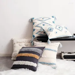 Cuscino custodia geometrica fiore ricamato fatto a mano cuscini di cotone puro asciugamano tridimensionale in stile mediterraneo
