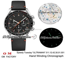 Omf Moonwatch Every Tuesday 2 Ultraman Manual inling Chronograph Mens Watch Black Dial Black Leather Strap Edition New Pure3042544