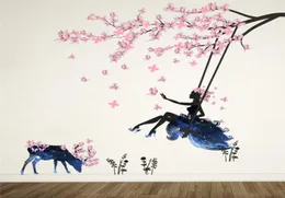 Очаровательная романтическая сказочная настенная наклейка для детских комнат цветочная бабочка