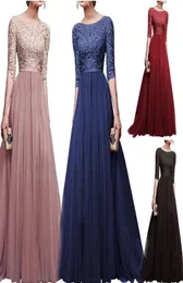In Stock Pink Grace Lace Plus Size Mother of the Bride Dresses Chiffon Floorlength Front Split Formal Evening Dresses Mother0395124845