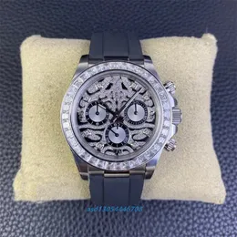 2024 Чистые заводские мужские мужские часы Custom 4130 Диаметр движения 40 мм сапфировое зеркало Мосан Алмазное кольцо натуральное каучук ремешок