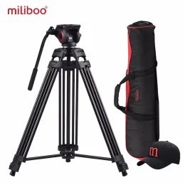 MONOPODS MILIBOO MTT601A Kamera/DSLR Stand Profesyonel Video Tripod için Alüminyum Ağır Hizmet Sıvı Kamera Tripod