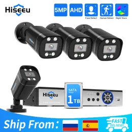 Sistema HisEeu 8CH 5MP AHD CCTV Sistema de câmera 6 em 1 DVR Gravador de vídeo digital Recordamento de áudio Real Station Recording Outdoor Security Camera Kits