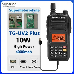 Walkie Talkie Quansheng TG-UV2 Plus Type-C Charging 10W Superheterodyne 4000mAh Portable FM Radios Commutator Station Long Range