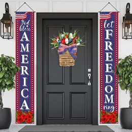 Dekorativa blommor Ribbon Wreath American National Day Door Hanging Independence Basket Wall Hem Front Window Sug Cups