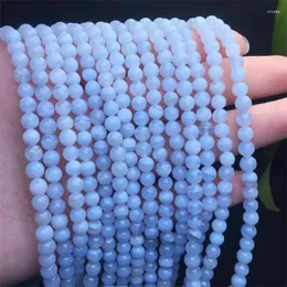 Dekorativa figurer 5mm Natural Blue Lace Agate Armband Kvinnor Fashion Round Stone Elegant Healing Strand Bangles Wristband Gift 1st