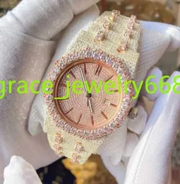 Rose Gold Dual Tone Color VVS1 Moissanite Hip Hop Personalized Diamond Customized Luxury Wrist Watch For Mens