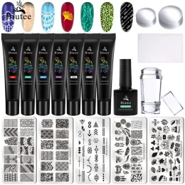 Pads Biutee 8/7colors Stamping Gel Nail Kit 5pc Nail Stamping Plate Nails Stamper Kit 2021 New Printing Polish Gels Set Hot Pattern