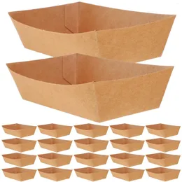 هدية التفاف 100 PCS Kraft Paper Box Daily Sushi Boat Food Poodizers Plates Platter Cocktail for