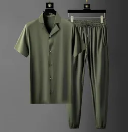 Minglu Summer Tracksuits Set Mens Pants Pants Luxury Solido Colore Short Shin Shin maschi set da maschio Plus Size 4xl Elastico Slim M8023459