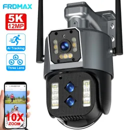 Kameror utomhus trådlös säkerhetskamera 5k HD WiFi IP -kamera 10x Zoom AI Spårning av tre linser PTZ Cam CCTV Smart Home Video Surveillance