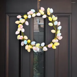 Dekorativa blommor Foam Easter Egg Wreath Hangable Plastic 36cm Dekorationer Färgglada simuleringsdörrprydnader