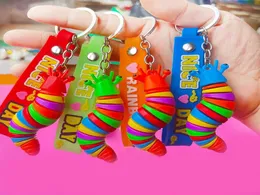 Stressreliever -Spielzeug Zappelspielzeug Kinder Kinder Slug Puzzle Peristaltik lustige Raupe Anti -Stress -Squishy Key Ring 09978100541