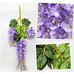 Dekorativa blommor 12st konstgjorda Wisteria Vine Simulated Flower Fake Plastic Silk Tak Garden Home Courtyard Decoration