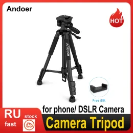 Monopods Andoer TTT 663N 57.5INCHカメラの写真のための写真用ビデオ用ビデオキャリーバッグ電話クランプ付きDSLR SLR