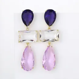 Orecchini Bilincolor Fashion CZ Purple Drop Earrings for Women Wedding Jewelry Gift