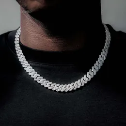 16 18 20 22 24 tum 8mm Moissanite halsband Hip Hop Miami Cuban Chain Sier smyckesuppsättning