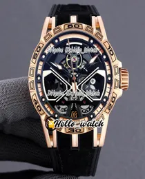 Nuovo Excalibur Spider RDDBEX0750 Tourbillon MENS AUTOMATICO SCHELETR SCHELETR SCHETON Titanium Rose Gold Case Orologi in gomma Orologi HWRD HE5623478