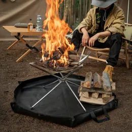 キャンプ用の耐火マットピクニックブランケット屋外折りたたみ式布断熱バーベキューポータブルボンファイアパッドパーティー用品240325